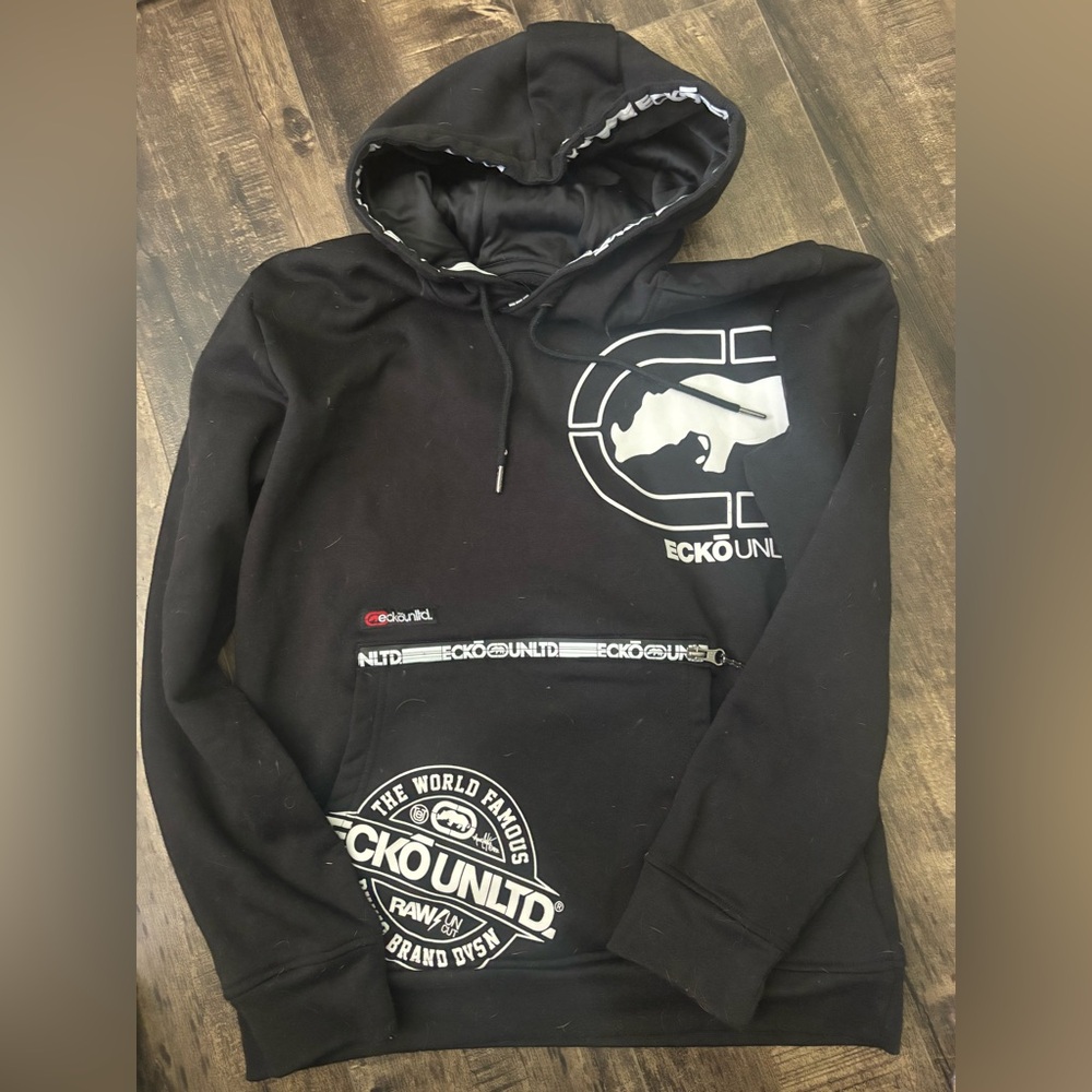 Ecko Unlimited Black Graphic Hoodie for Men